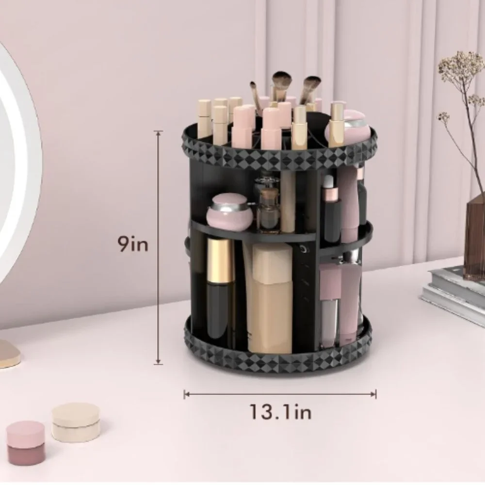 2 Tiers - 360° Turntable Makeup Organizer - Lazy Susan Cosmetics Storage